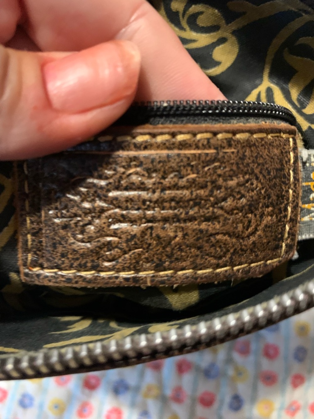 Leather Crossbody Bag with Decorative Stitching - Dark Brown - Picture 6 of 11